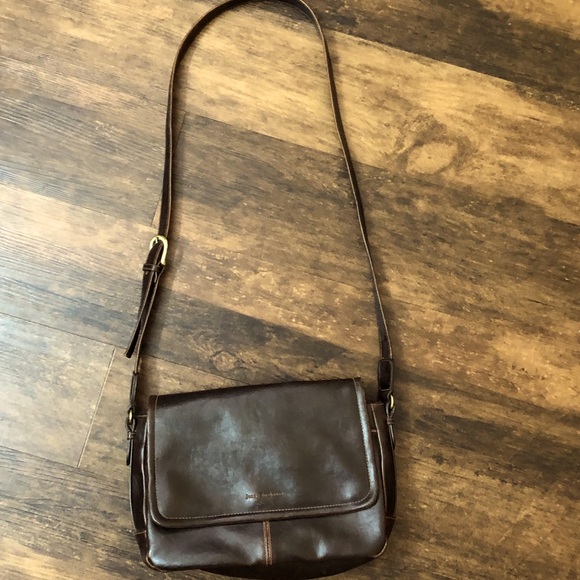 Classic Dark Brown Vegan Leather Vinyl Shoulder Bag with wallet Jenny Buchanan - Picture 1 of 12